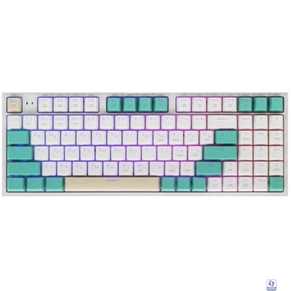 Redragon Беспроводная клавиатура Veigar BT/2.4G/пров.,RGB,бело-голубой [71476]