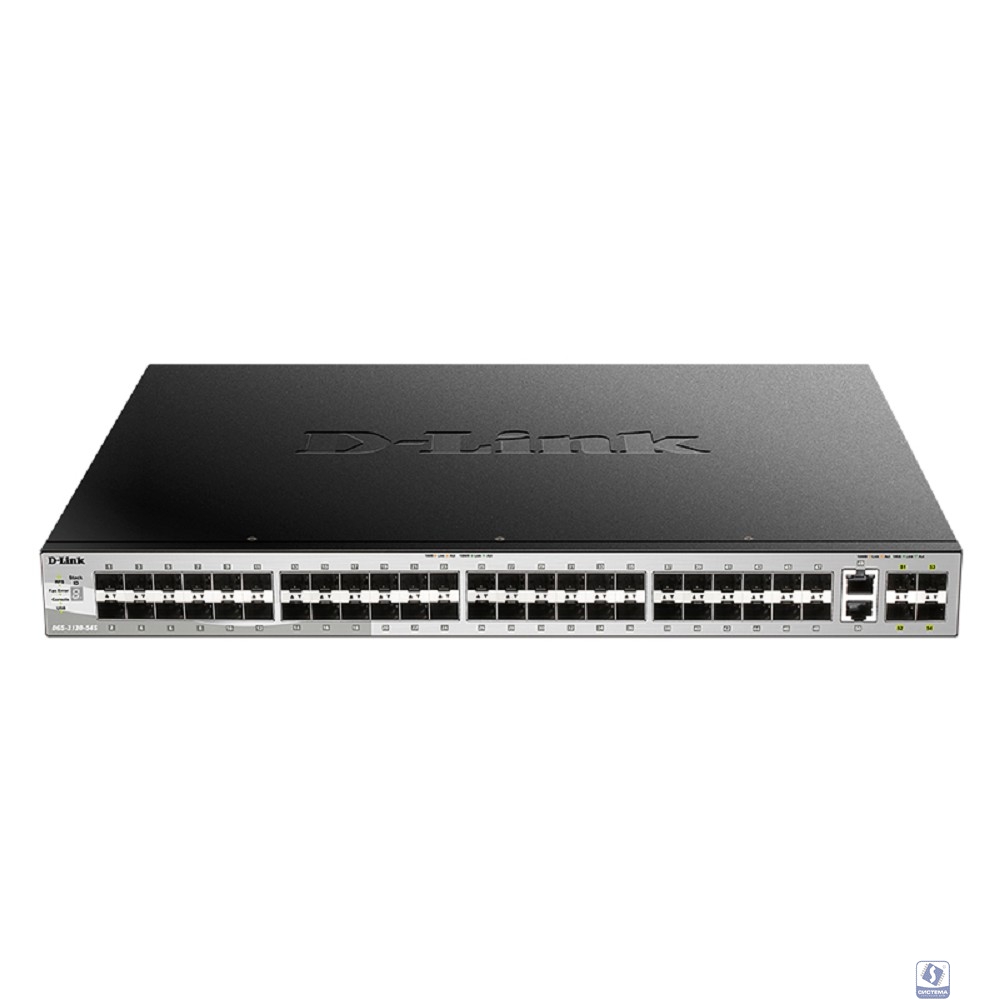 D-Link DGS-3130-54S/B1A PROJ Управляемый L3 стекируемый коммутатор с 48 портами 1000Base-X SFP, 2 портами 10GBase-T и 4 портами 10GBase-X SFP+