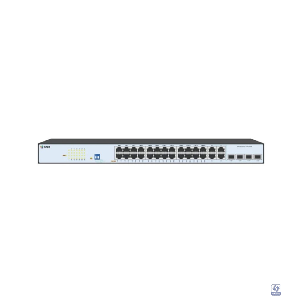 SNR SNR-S2300G-24TC-POE Управляемый Web-smart PoE коммутатор уровня 2, 24 порта 10/100/1000Base-T, 4 порта Combo 10/100/1000Base-T|100/1000Base-X SFP, бюджет PoE 370 Вт, встроенный БП ~220V AC