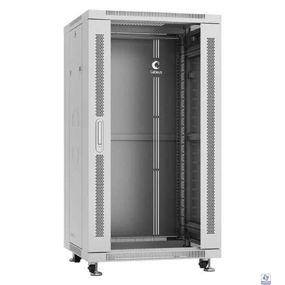 Cabeus SH-05C-22U60/80 Шкаф напольный 19", 22U 600x800x1166mm (ШхГхВ) передняя стеклянная и задняя сплошная металлическая двери, ручка с замком, цвет серый (RAL 7035)