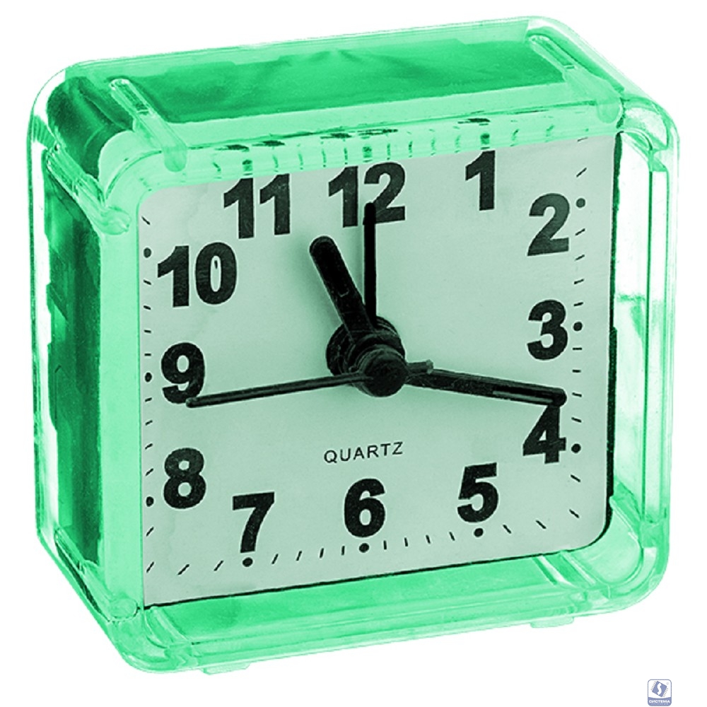 Perfeo Quartz часы-будильник "PF-TC-001", квадратные 5,5*5,5 см, зелёные