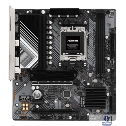 B650M-HDV/M.2, Socket AM5, AMD B650, 2xDDR5-5200, HDMI+DP, 2xPCI-Ex16, 1xPCI-Ex1, 4xSATA3(RAID 0/1/10), 2xM.2, 8 Ch Audio, 1x2.5GLan, (4+4)xUSB2.0, (2+4)xUSB3.2, (1+1)xUSB3.2 Type-C™, mATX, RTL, 