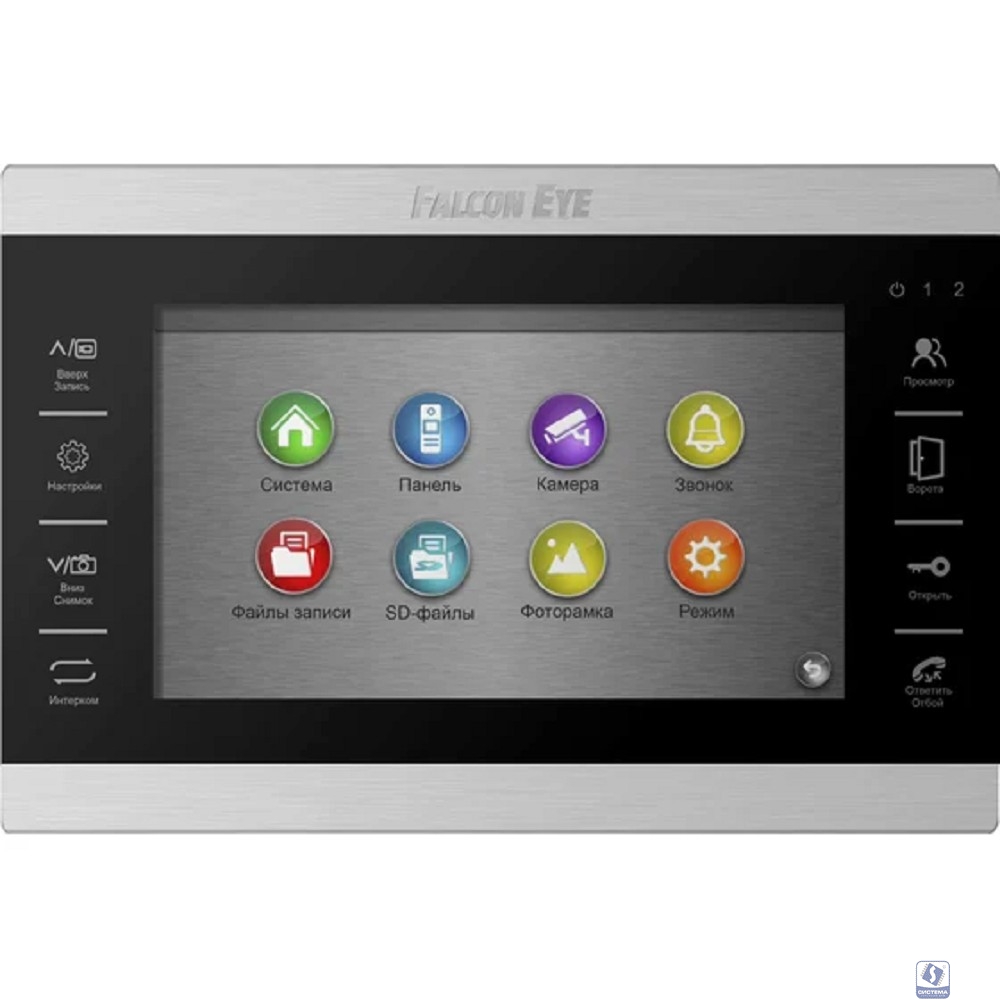 Falcon Eye FE-70 ATLAS HD (Black) HD Видеодомофон: дисплей 7" TFT;  сенсорные кнопки; подключение до 2-х вызывных панелей и до 2-х видеокамер; адресный интерком; графическое меню; запись фото и видео