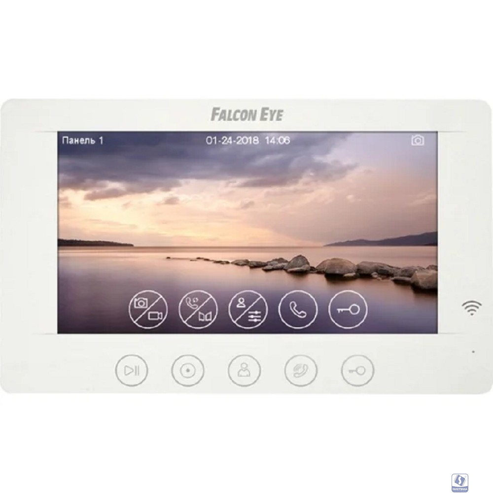 Falcon Eye Cosmo HD 00-00182798 Wi-Fi Видеодомофон: дисплей 7" TFT; механические кнопки; подключение до 2-х вызывных панелей; OSD меню; интерком до 4 мониторов; питание AC 220В (встроенный БП)