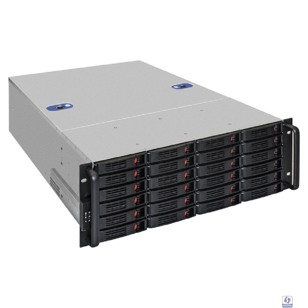 Exegate EX300117RUS Серверный корпус ExeGate Pro 4U660-HS24 <RM 19", высота 4U, глубина 660, БП 1000PAS, 24xHotSwap, USB>