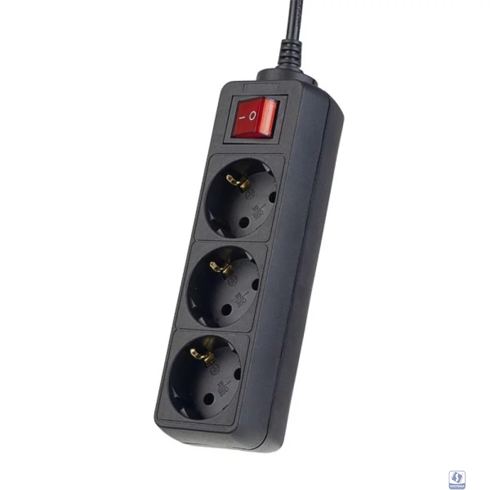 Perfeo Сетевой удлинитель с кнопкой "POWERMATE", PF_A4678 (3,0м, 3 розетки, черный (PF-PM-3/3,0-B))