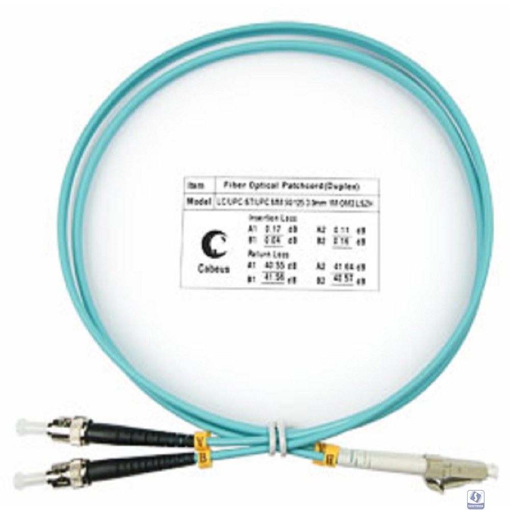 Cabeus FOP-50-LC-ST-1m ШНУР ОПТИЧЕСКИЙ DUPLEX LC-ST 50/125 MM OM3 1М LSZH