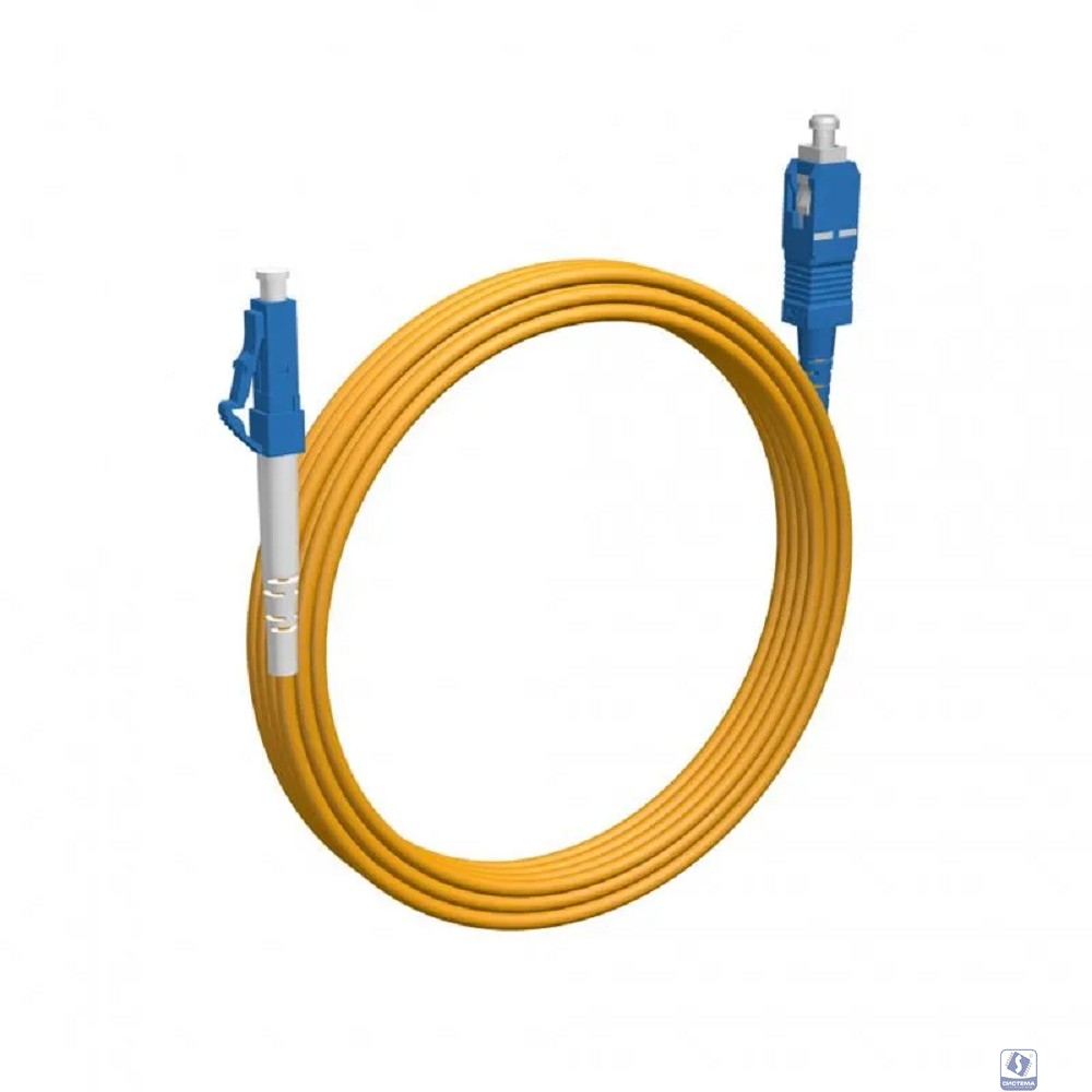 Rexant (50-1114-2) Патч-корд оптический одномодовый (SM) 9/125 OS2 разъемы zip-cord LC/UPC-SC/UPC 3мм Simplex LSZH 2м желтый