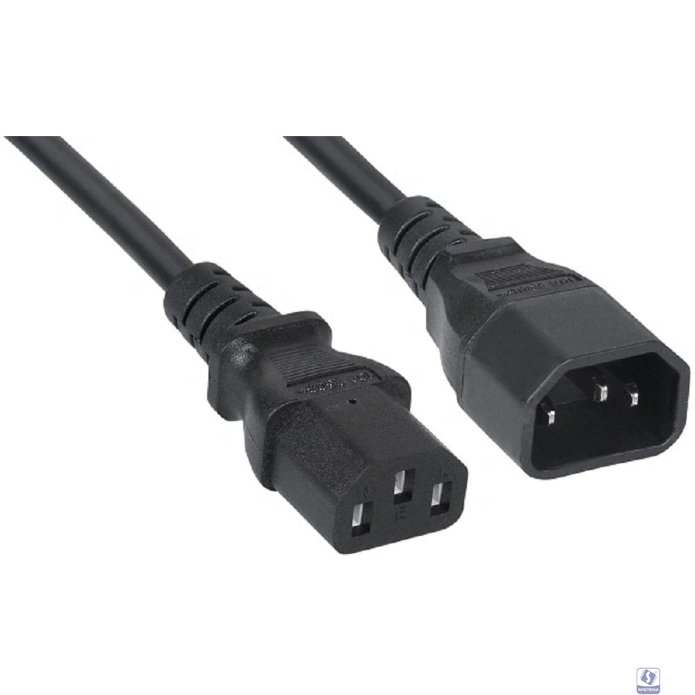 Cabeus PC-189-VDE-1.2M Кабель питания монитор-компьютер IEC 320 C13 - IEC 320 C14 (3x0.75). 1.2м
