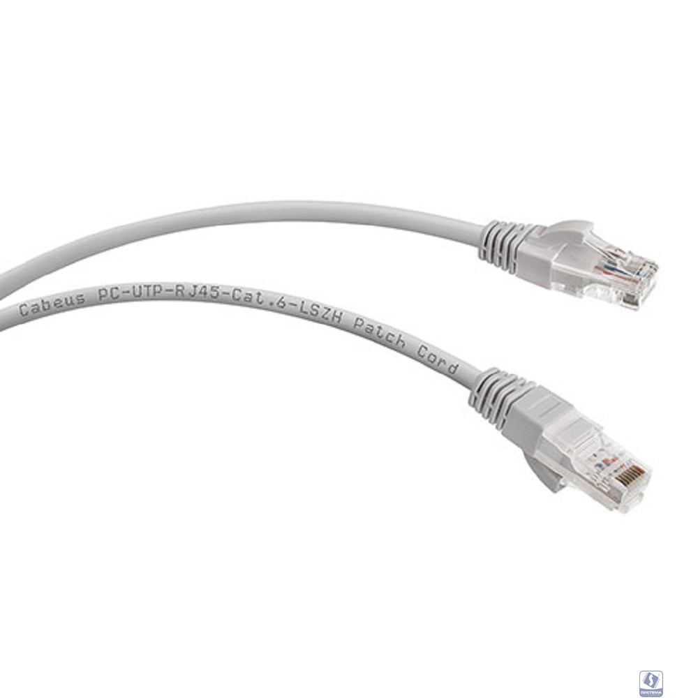 Cabeus PC-UTP-RJ45-Cat.6-3m-LSZH Патч-корд U/UTP, категория 6, 2xRJ45/8p8c, неэкранированный, серый, LSZH, 3м