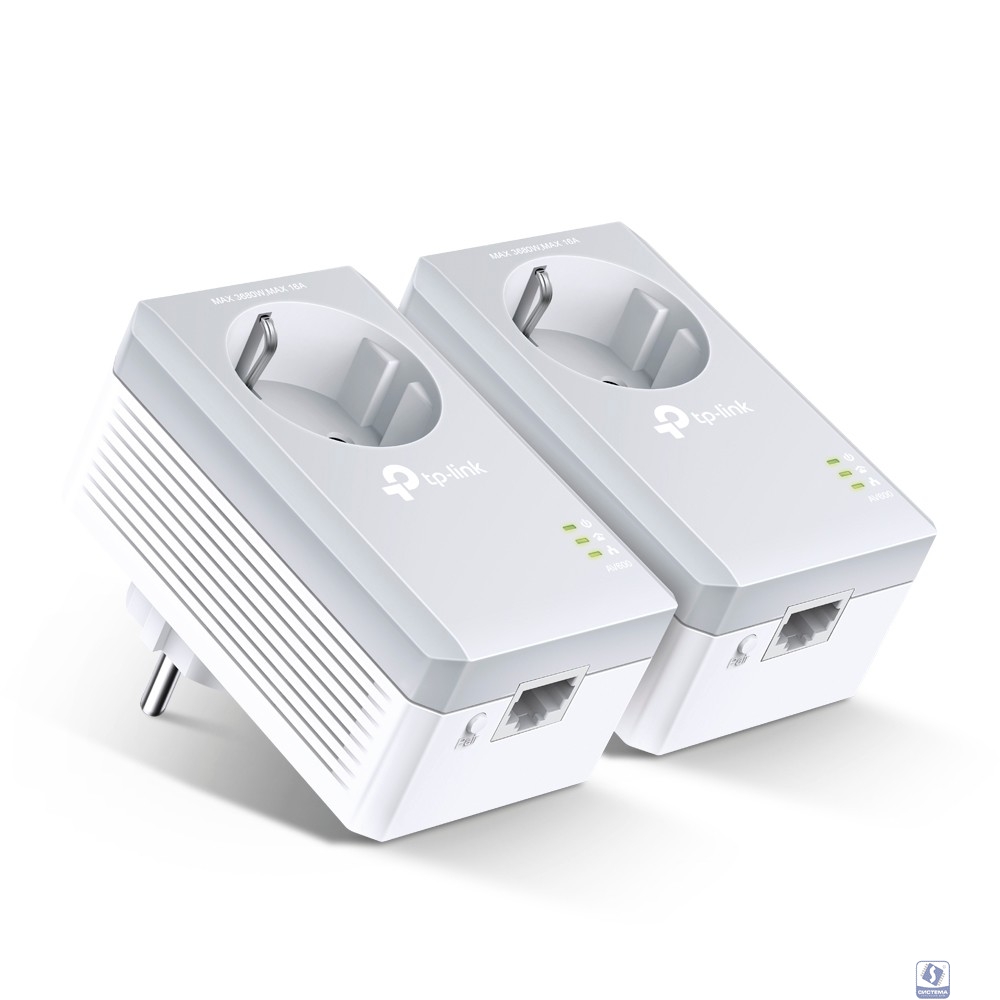 TP-Link TL-PA4010P KIT AV600 Комплект адаптеров Powerline со встроенной розеткой