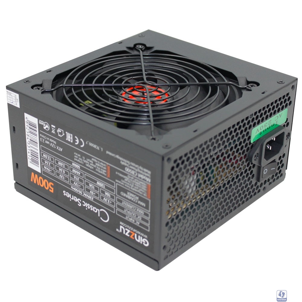 Ginzzu CB500 12CM black,24+4p,PCI-E, 4*SATA, 3*IDE,оплетка MB, кабель питания