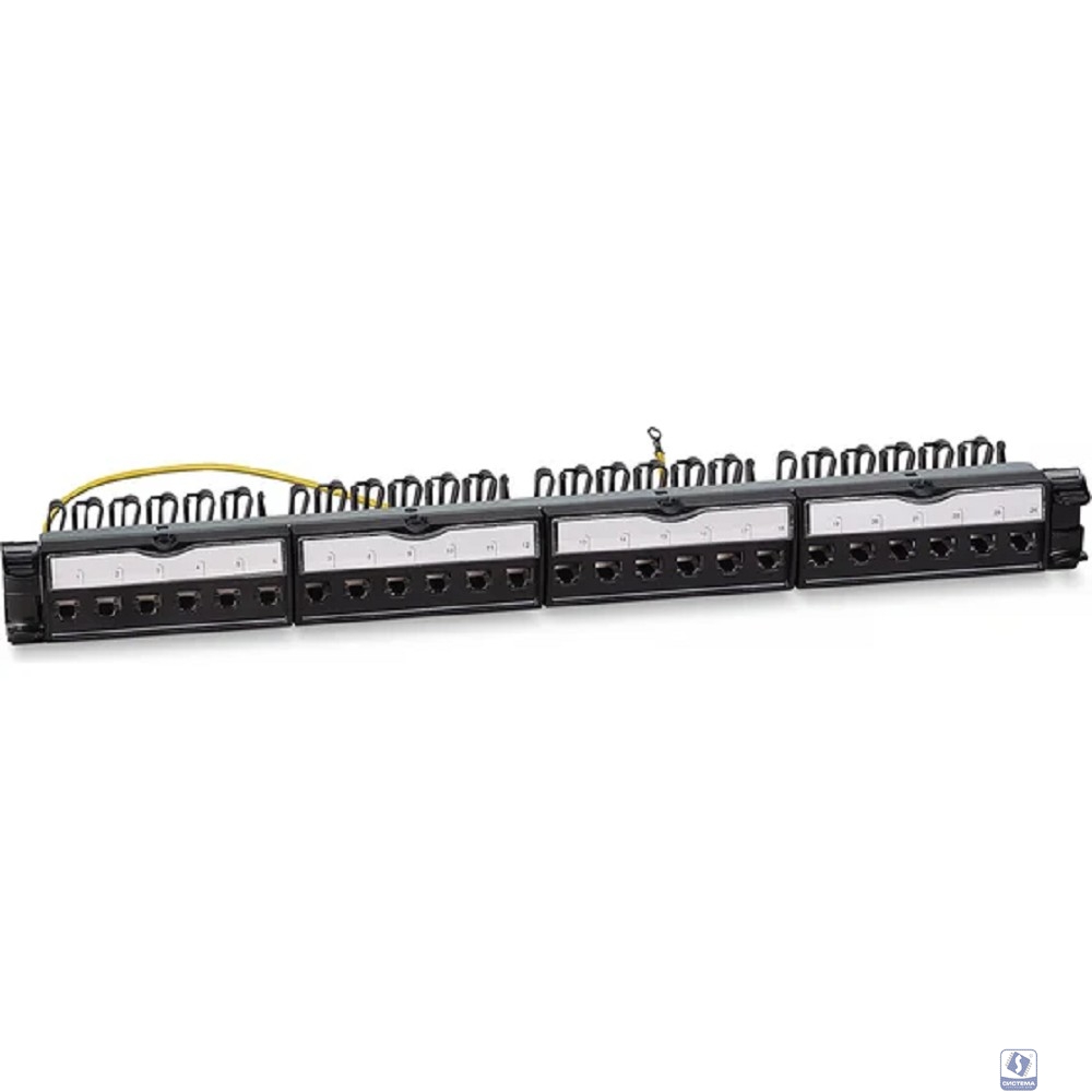 Cabeus PL-24-KJ-RJ45-Cat.6a-SH-180T Патч-панель 19" (1U), 24 порта RJ-45, категория 6a, полностью экранированная, с задним кабельным организатором, безинструментный монтаж (арт.033573)