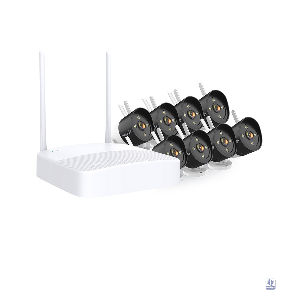 TENDA K8W-3TC Комплект видеонаблюдения ( 8-канальный Wi-Fi видеорегистратор 2K + 8 Уличных цилиндрических Wi-Fi видеокамер, 4 mm, IP66)