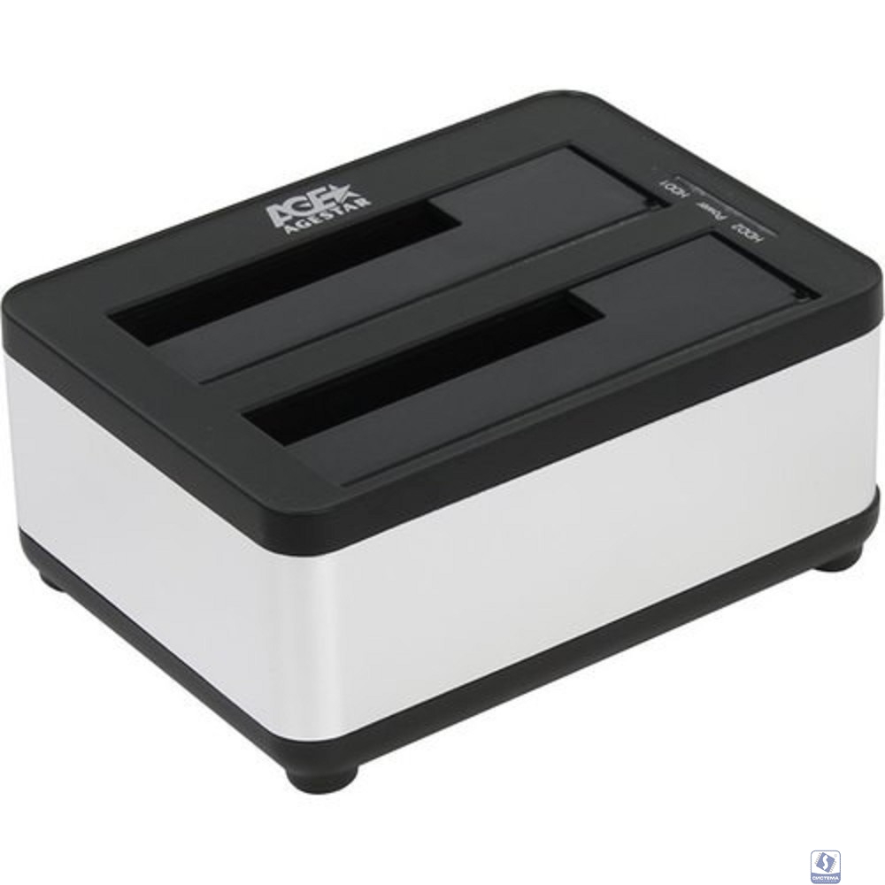 AgeStar 3UBT8 (SILVER) Док станция для HDD 2.5"/3.5" SATA clone, USB3.0, пластик+алюминий, серебристый,