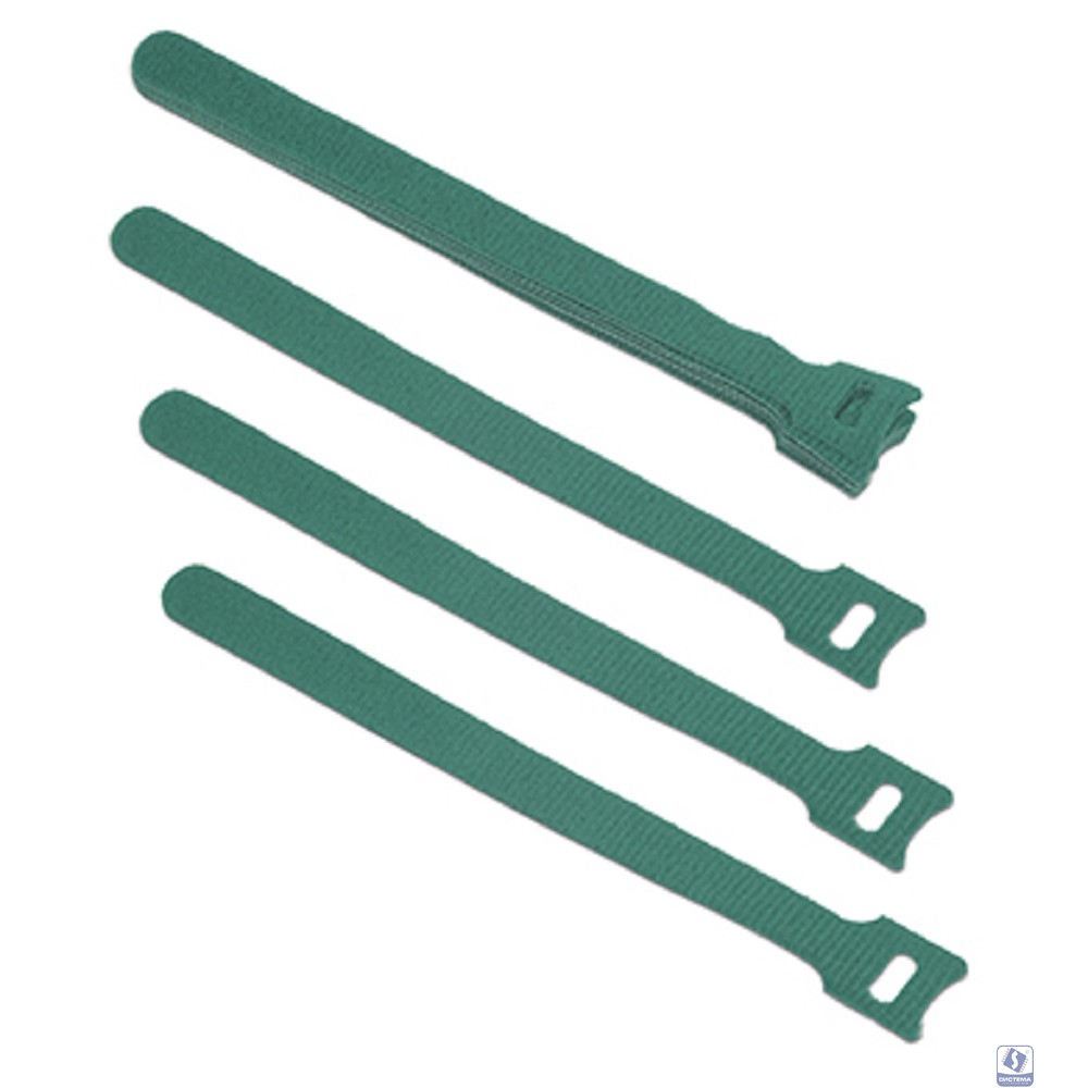 Cabeus CLAMP-180-GN Хомут для кабеля, липучка с мягкой застежкой, 180x14 мм, зеленый (10 шт.)