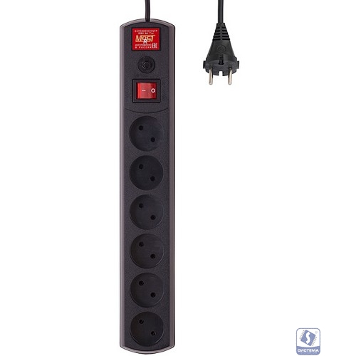 MOST Сетевой фильтр Real R 6 розеток 2 м черный 