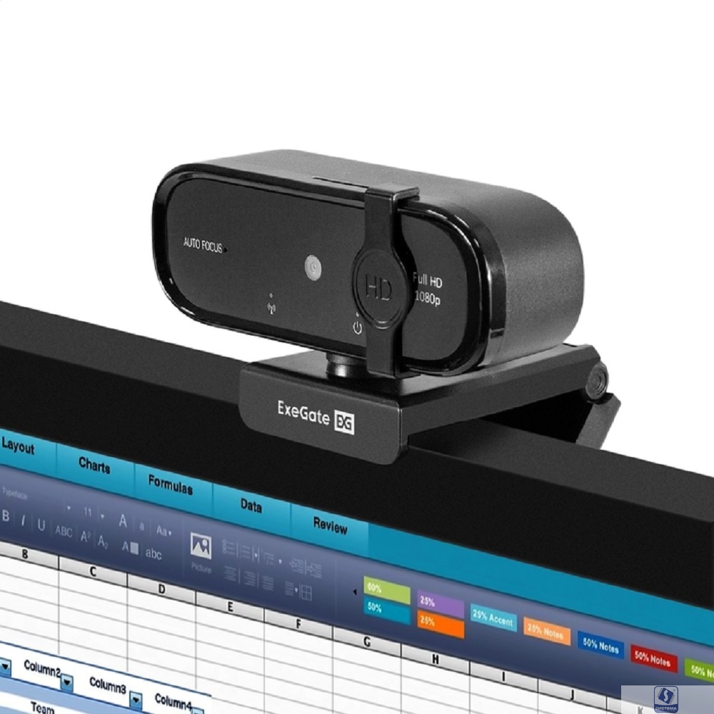 Exegate EX297680RUS Веб-камера ExeGate BlackView C931 Full HD AF (2Мп, 1920х1080, 1080P, 30fps, автоматический фокус, защитная шторка, 4-линзовый объектив, микрофон с шумоподавлением, универсальное 