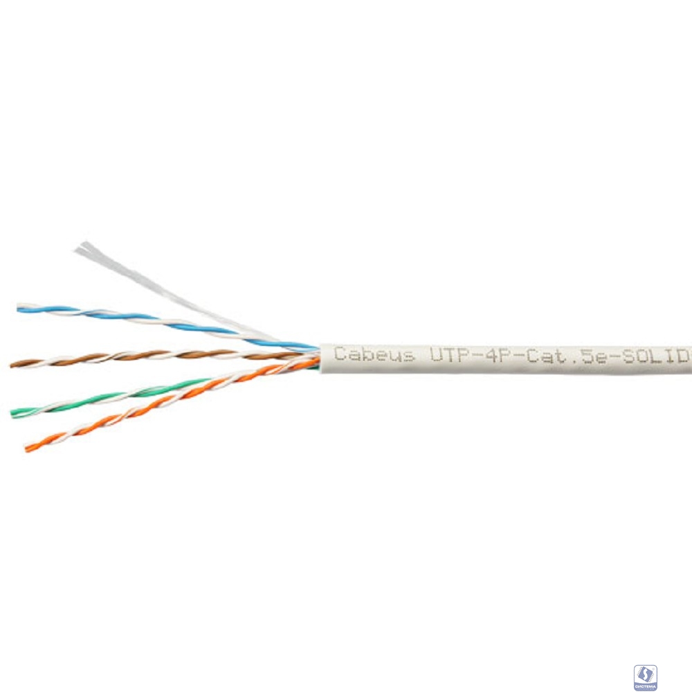 Cabeus UTP-4P-Cat.5e-SOLID-LSZH-GY-LIGHT-100 Кабель витая пара UTP (U/UTP), категория 5e, 4 пары 0,48мм (24 AWG), одножильный, LSZH, нг(А)-HF, серый, (100 м)