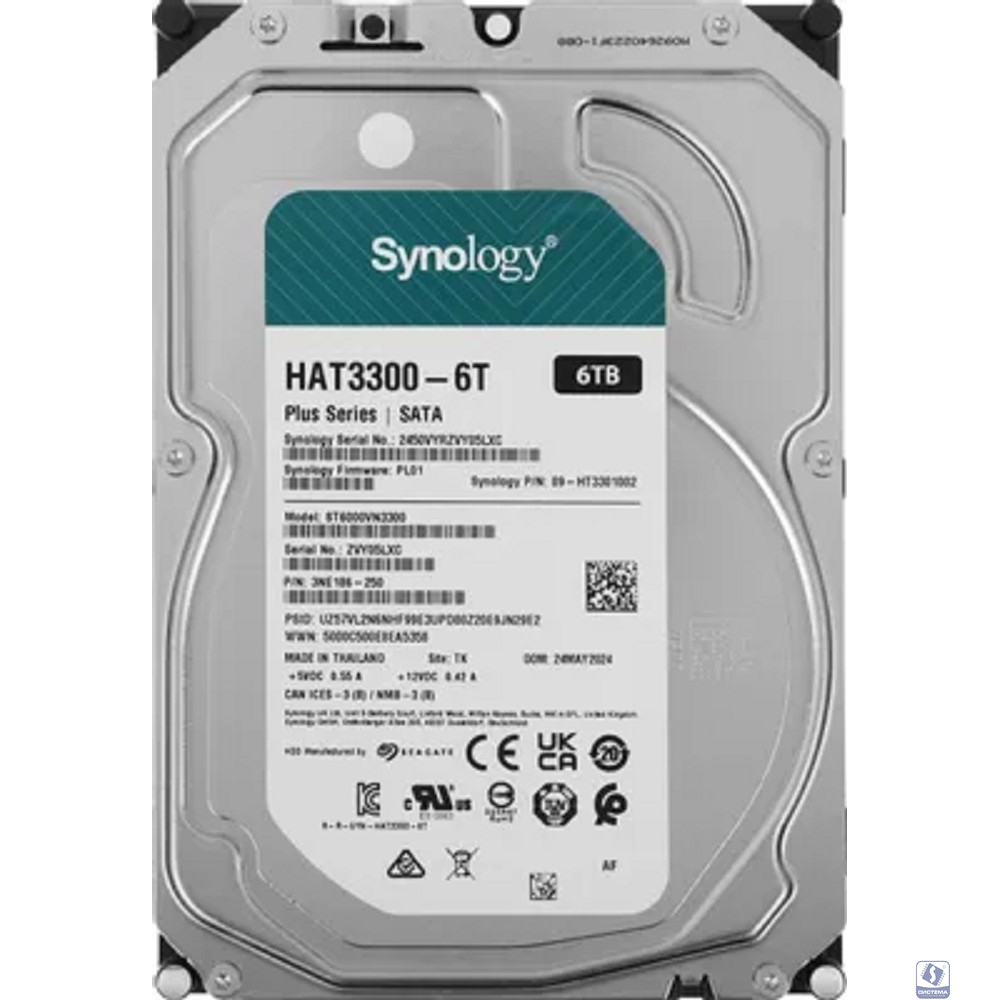Synology HAT3300-6T HDD SATA 3,5", 6Tb, 5400 rpm, 256Mb, 6 Гбит/с