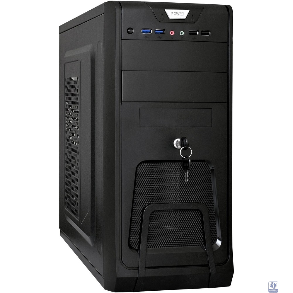 Exegate EX283215RUS Корпус Miditower ExeGate CP-603UB Black, ATX, <CP350W, 80mm>, 2*USB+2*USB3.0, Audio, замок блокировки кнопки питания