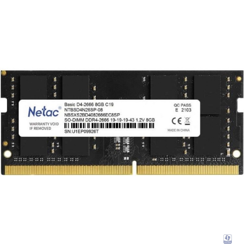 Netac DDR4 SODIMM 8Gb PC21300 2666MHz CL19 1.2V (NTBSD4N26SP-08)