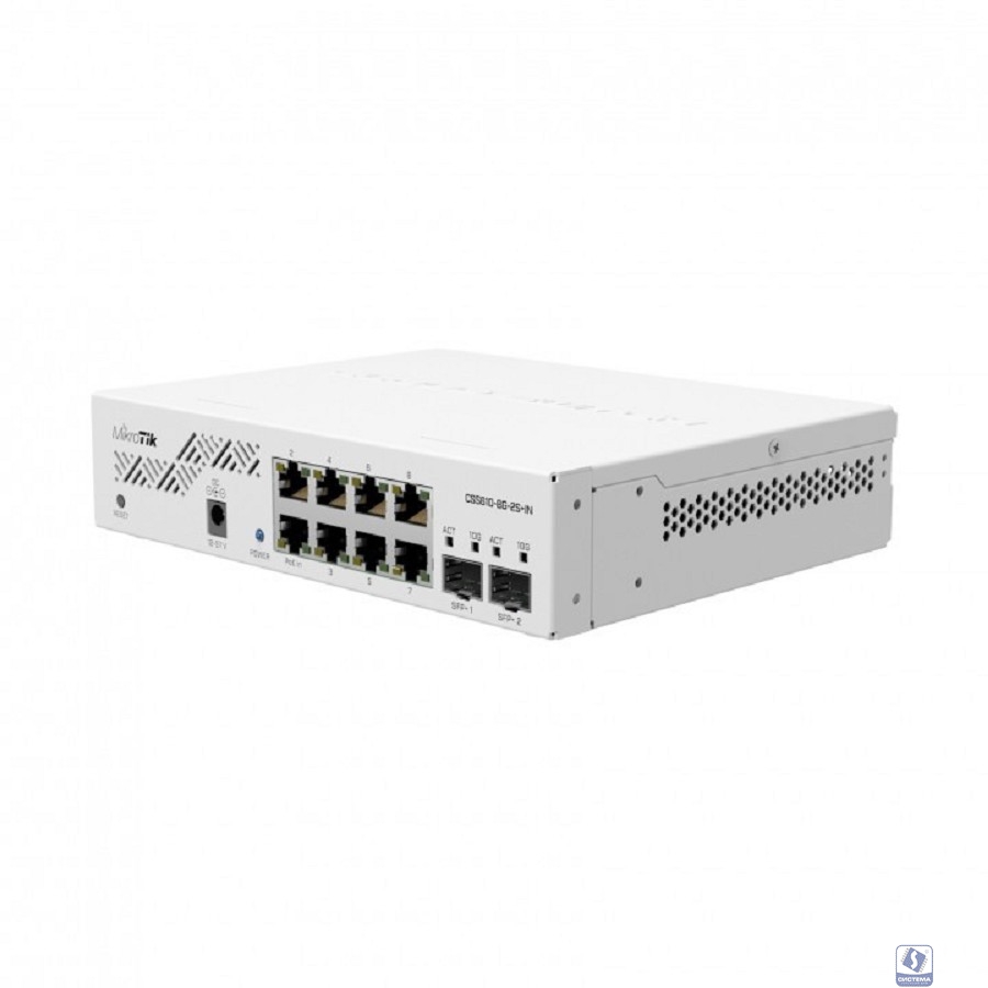 MikroTik CSS610-8G-2S+IN Cloud Smart Switch Коммутатор L2 8x1Gbit, 2SFP+, настольный корпус
