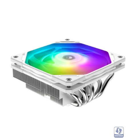 Cooler ID-Cooling IS-55 ARGB WHITE LGA1700/1200/115X/AM5/AM4 низкопрофильный высота 55mm (27шт/кор, TDP 125W, PWM, 5 тепл.трубок + медная база, ARGB FAN 120mm, белый) BOX