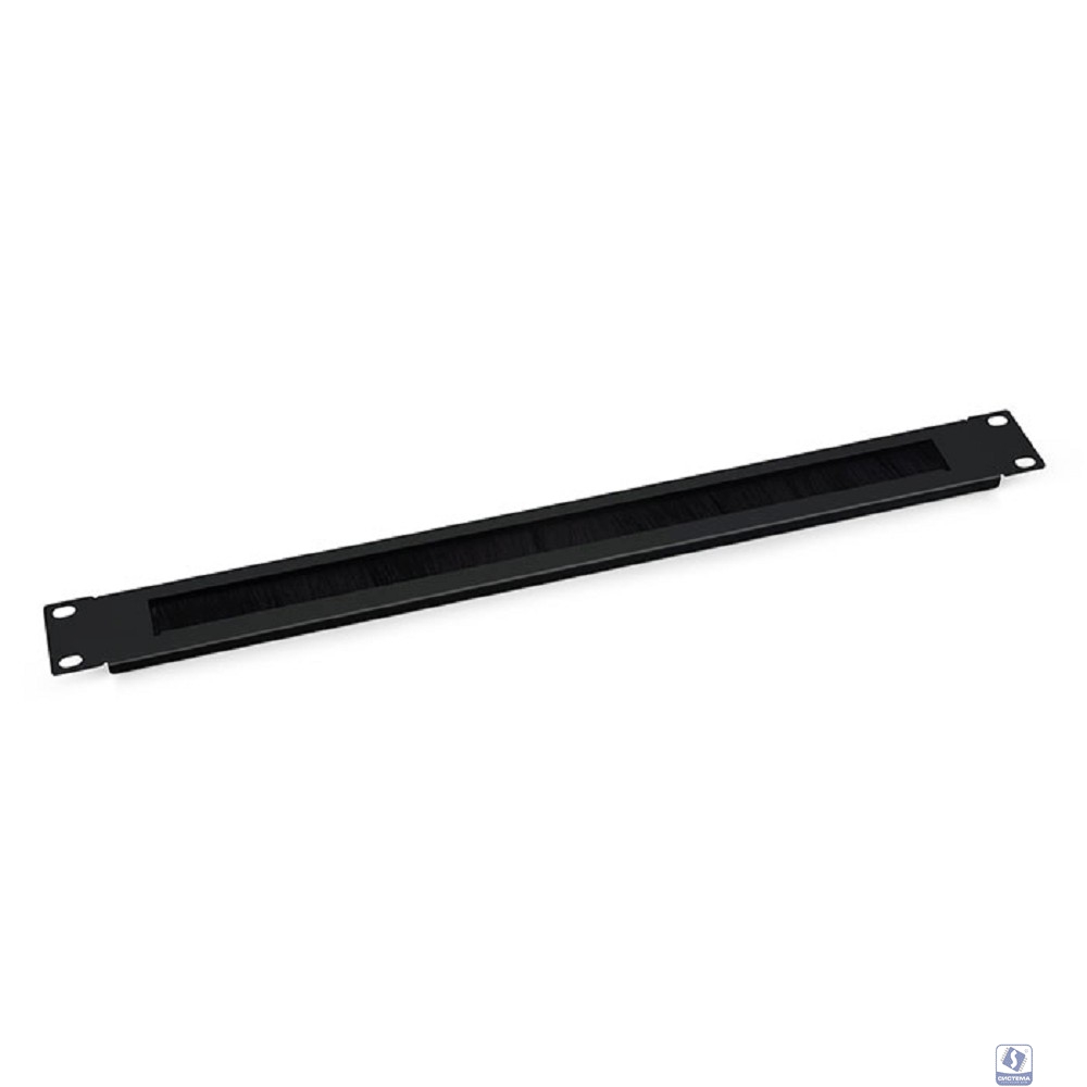 Cabeus SH-J004A-BK Кабельный органайзер горизонтальный 19" 1U, с щеточным вводом, металлический, цвет черный (RAL 9004)