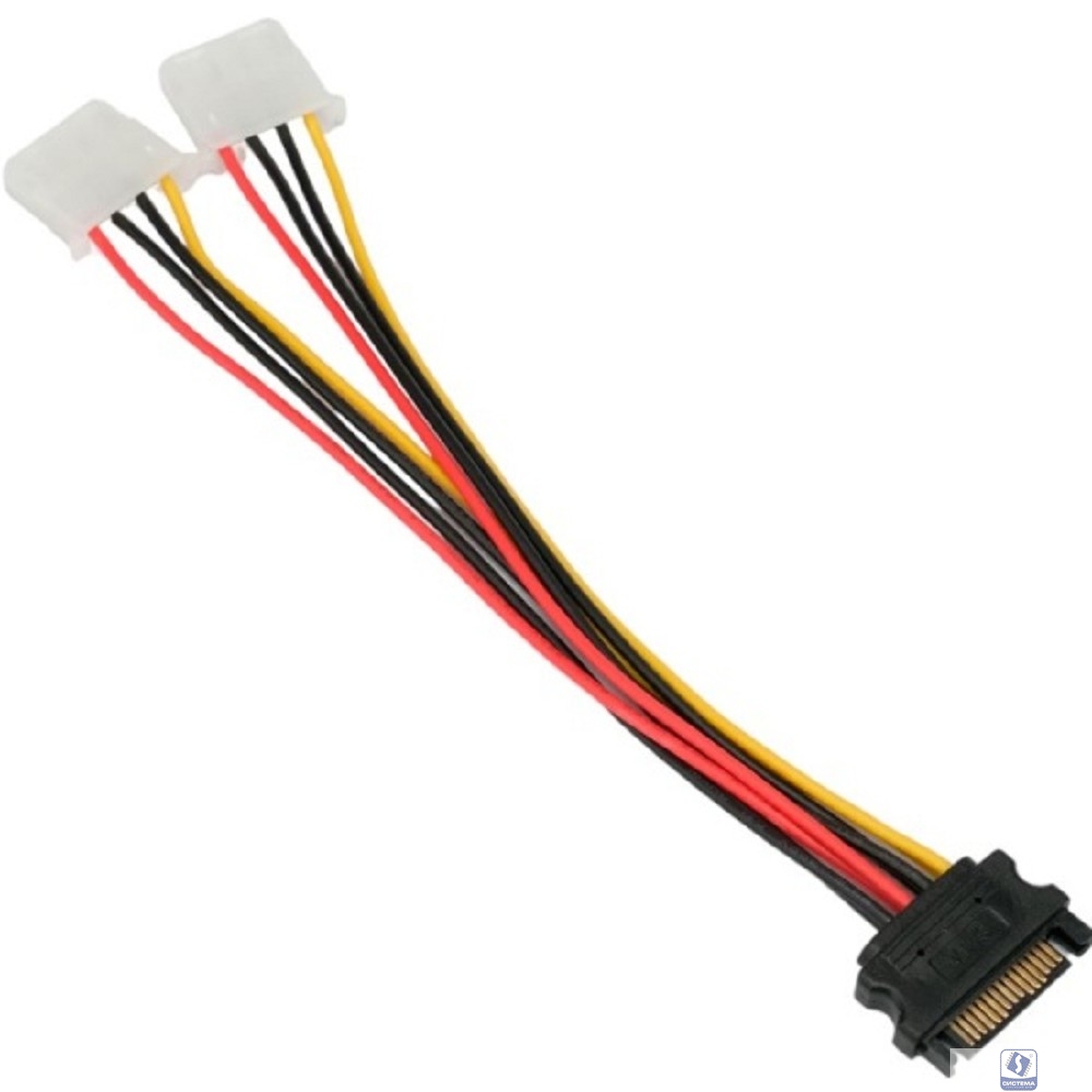 Cablexpert Кабель-разветвитель питания SATA Sata 15pin(M) / 2xMolex 4pin(F), медь, 20см, пакет (CC-SATA-2MOLEX-20CM)