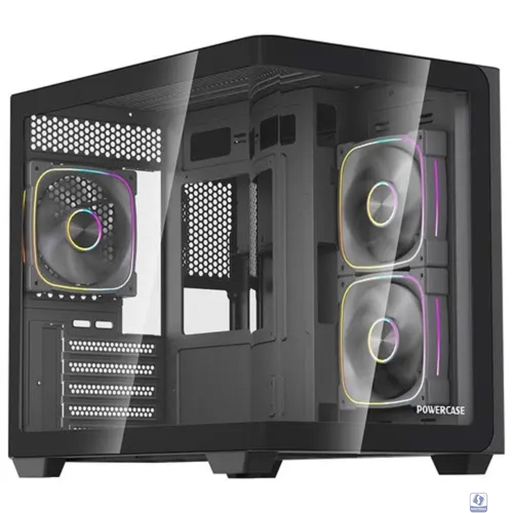 Powercase Корпус Vision Micro M5B, Curved Glass, Type-C, 3x 120mm ARGB PWM Fan, чёрный, mATX  (CVMM5B-A3)