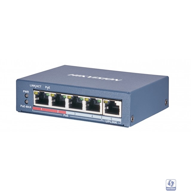 HIKVISION DS-3E0505P-E/M 4 RJ45 1000M PoE с грозозащитой 6кВ