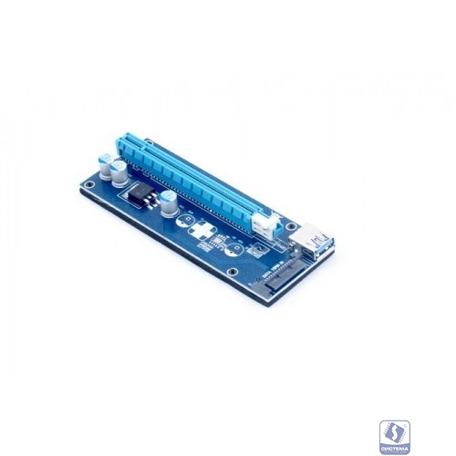 KS-is KS-347 Адаптер удлинитель райзер PCle 1x в 16х с питанием SATA/Molex/6pin 