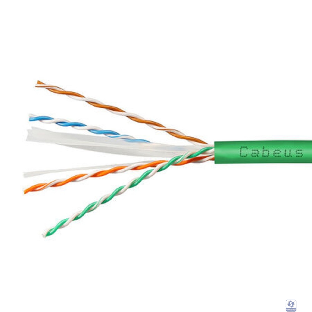 Cabeus UTP-4P-Cat.6-SOLID-LSLTx-GN-25 Кабель витая пара UTP (U/UTP), категория 6, 4 пары (23 AWG), одножильный, нг(А)-LSLTx, зеленый (25 м)