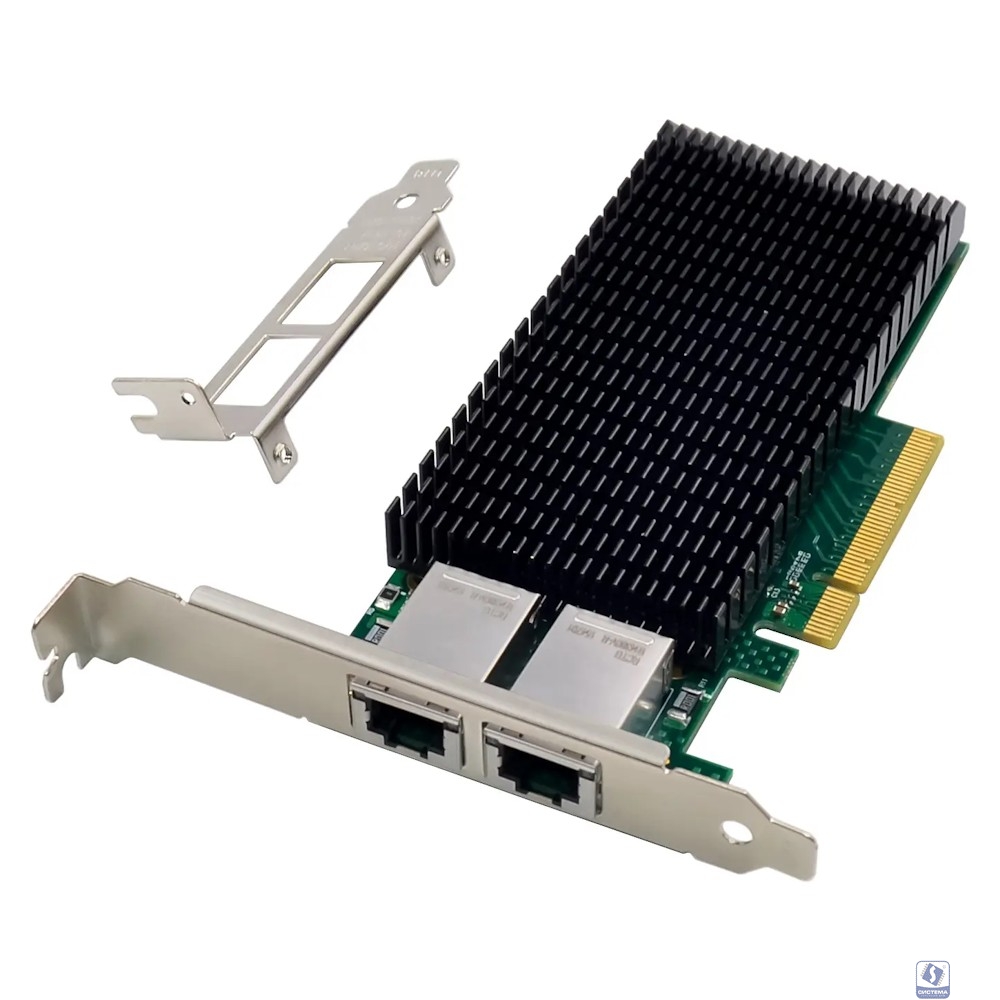 ORIENT XWT-INT540L2PE8, Сетевая карта PCI-Ex8 v2.1 2xRJ45 10Gbps Converged Server NIC, Intel X540 chipset, 10/1 Гбит/с, 2 планки крепления в комплекте (33299)