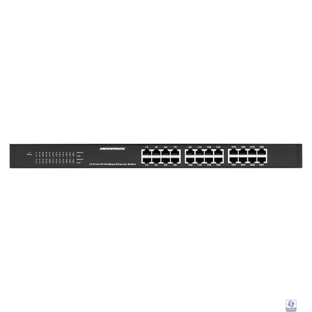 NEOMAX неуправляемый коммутатор NMS-124P-100-SR, 24 порта 100 Mbps, металл Rack