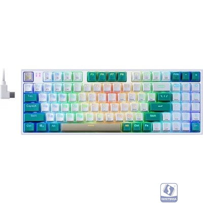 Redragon Беспроводная клавиатура Veigar BT/2.4G/пров.,RGB,бело-голубой [71476]