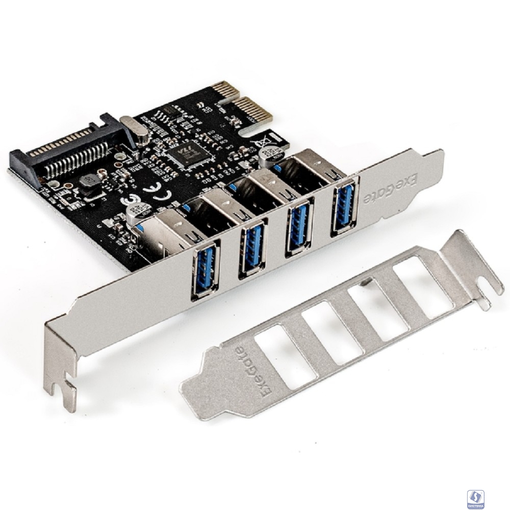Exegate EX283716RUS Контроллер EXE-314 PCI-E 2.0, 4*USB3.0 ext, разъем доп.питания (OEM)