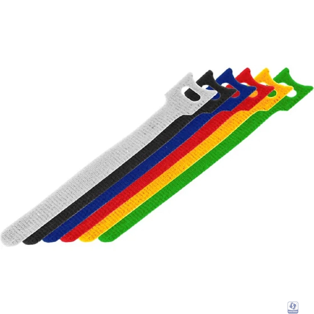 Rexant (07-7310) Набор хомутов многоразовых на липучке 310х16мм, цветные (12 шт/уп)