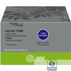 Этикетки Cactus CS-LW-11356 сег.:89x41мм черный белый 300шт/рул Dymo Label Writer 450/4XL