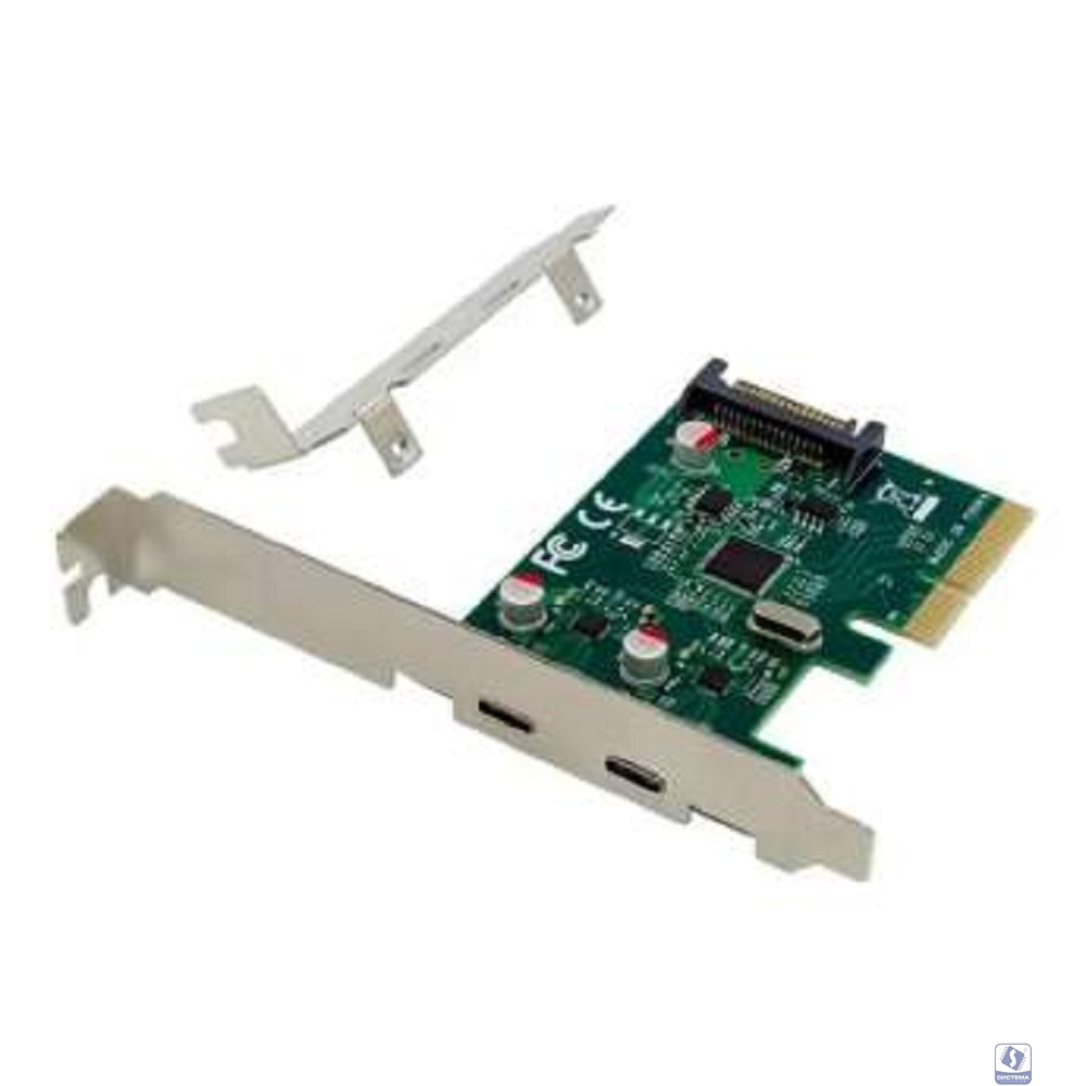 ORIENT AM-U3142PE-2С, Контроллер PCI-Ex4 v3.0, USB 3.2 Gen2, скорость до 10 Гбит/с, 2-port ext Type-C, ASM3142 chipset, разъем доп.питания, в комплекте LP планка крепления (31274)