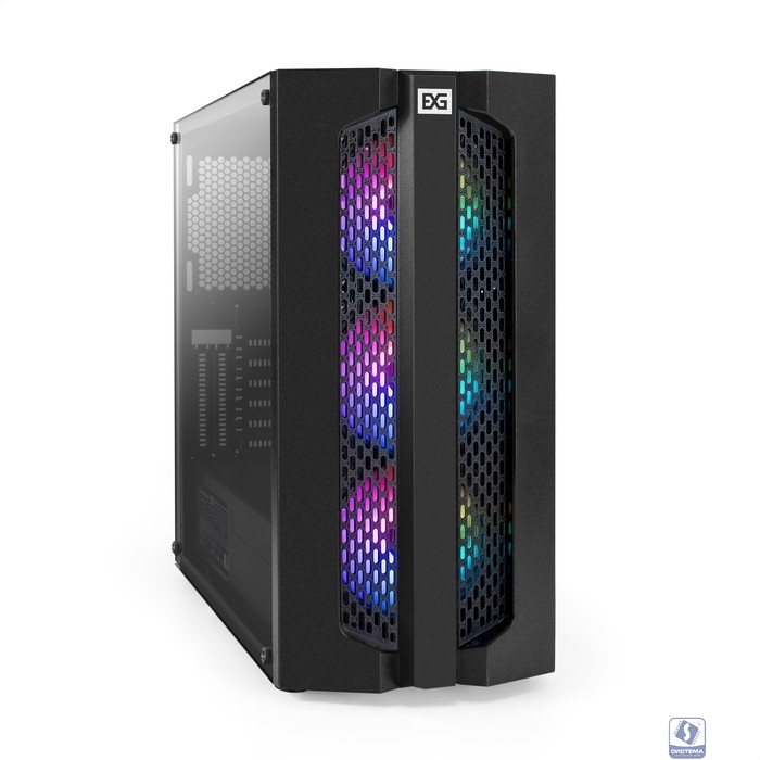 Exegate EX296078RUS Корпус Miditower ExeGate EVO-9205-EVO800 (ATX, БП EVO800RGB с вент. 12 см, с окном, 1*USB+1*USB3.0, аудио, черный, 3 вент. 12см с RGB подсветкой)