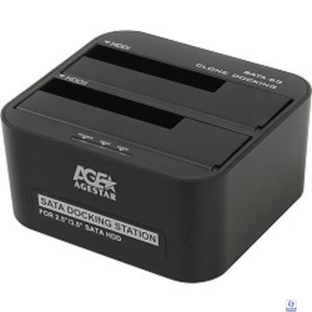 AgeStar 3UBT6-6G Докстанция 2x2.5"/3.5" SATA HDD/SSD AgeStar 3UBT6-6G, USB3.0, пластик, черный, UASP