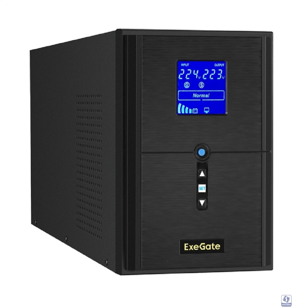Exegate EX295989RUS ИБП (инвертор, синус, для котла) ExeGate SineTower SZ-2000.LCD.AVR.3SH.1C13.USB <2000VA/1600W, чистая синусоида, LCD дисплей, AVR, 3*Schuko+1*C13, USB, линейно-интерактивный, внешн