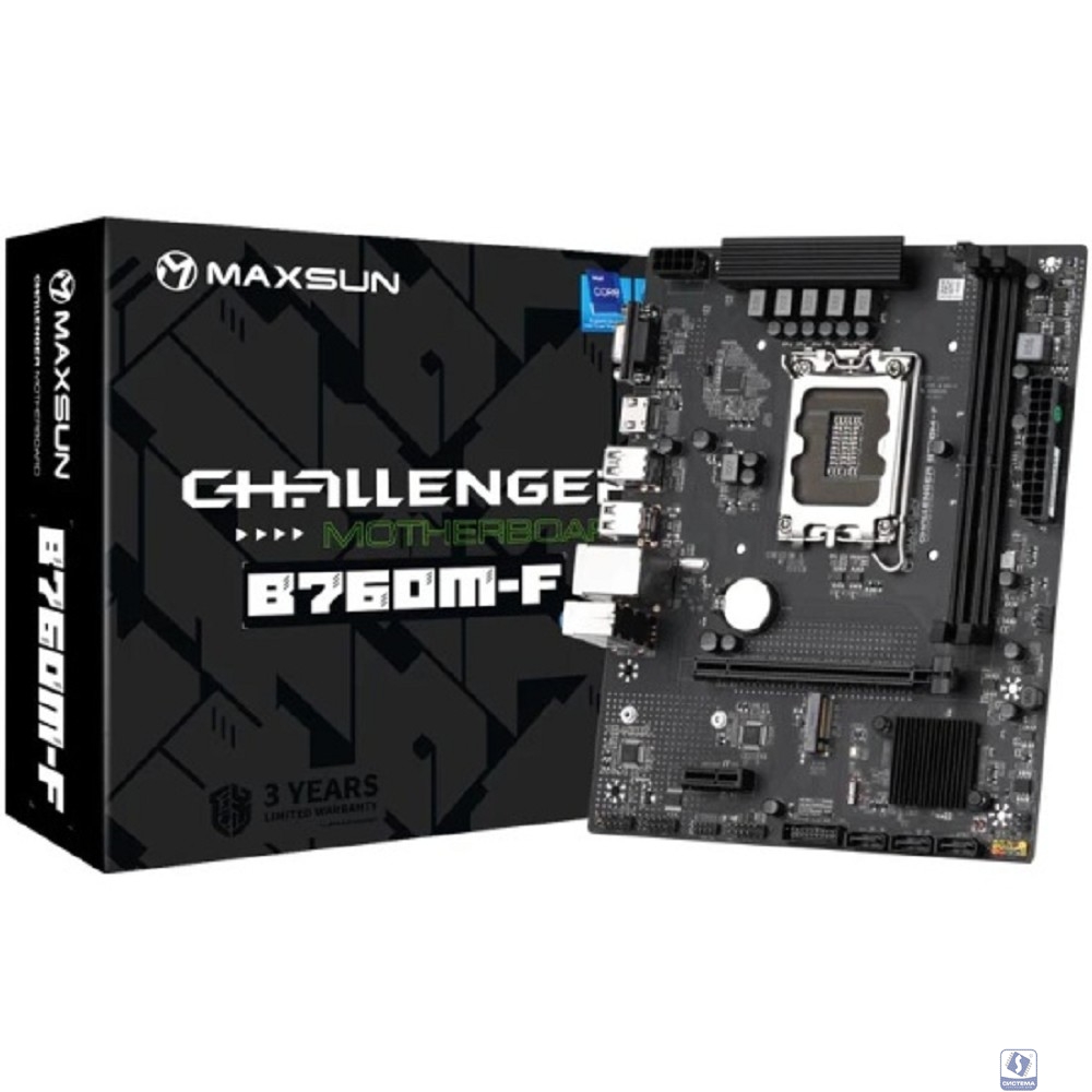 MAXSUN MS-Challenger B760M-F (Socket 1700, mATX, 2*DDR4, VGA/HDMI, 3*SATA3, 1*M.2, 1xPCI-E x16 /1xPCI-E x, 4*USB 2.0, 2*USB 3.2 Gen1 , LAN 1*1G, RTL)