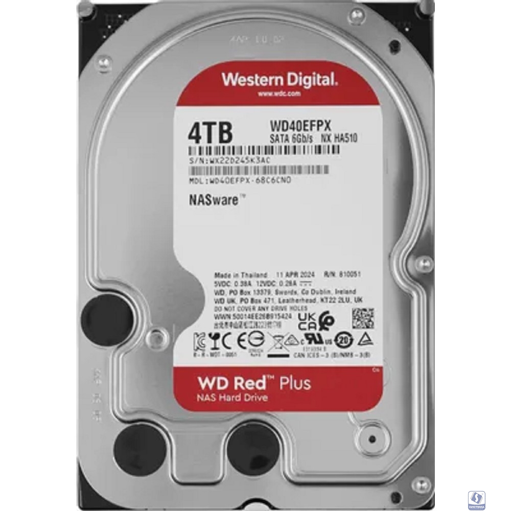4TB WD Red Plus WD40EFPX 3.5" 5400 RPM 256MB SATA-III NAS Edition (замена WD40EFZX)