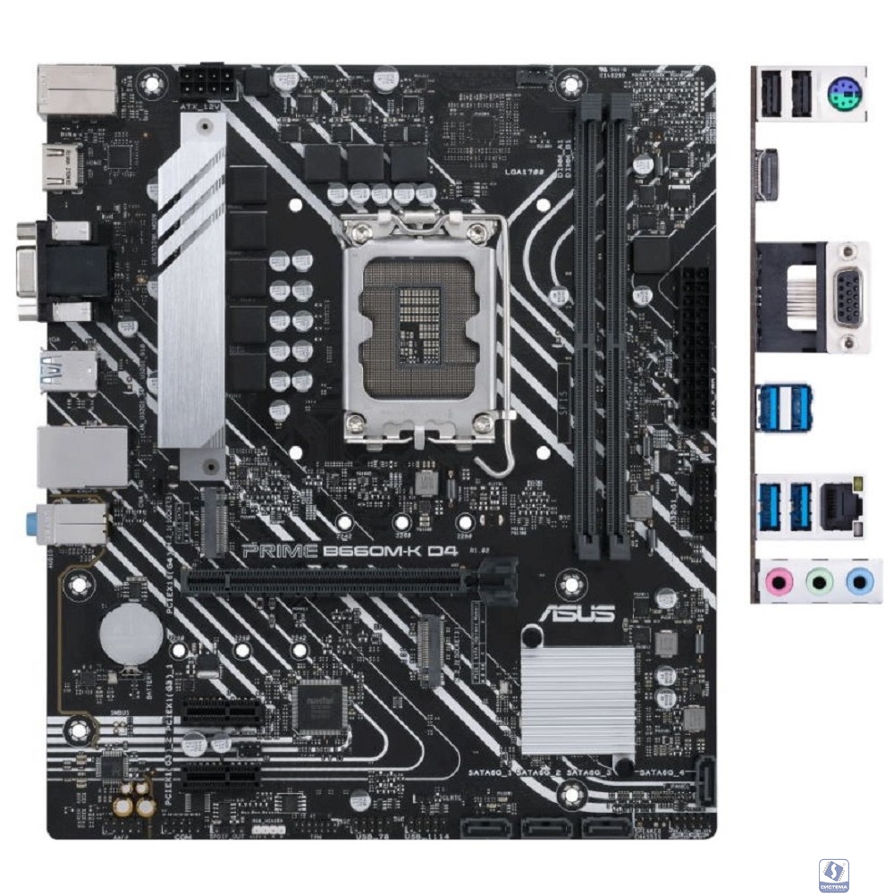 ASUS PRIME B660M-K D4 (Socket 1700, mATX, 2xDDR4(64GB), VGA/HDMI 2.1, 1xPCIe 4.0x16/2xPCIe 3.0, 1xLAN, 4xSATA 6Gb/s, 2xM.2, 4xUSB 3.2, 2xUSB 2.0, 1xPS/2)