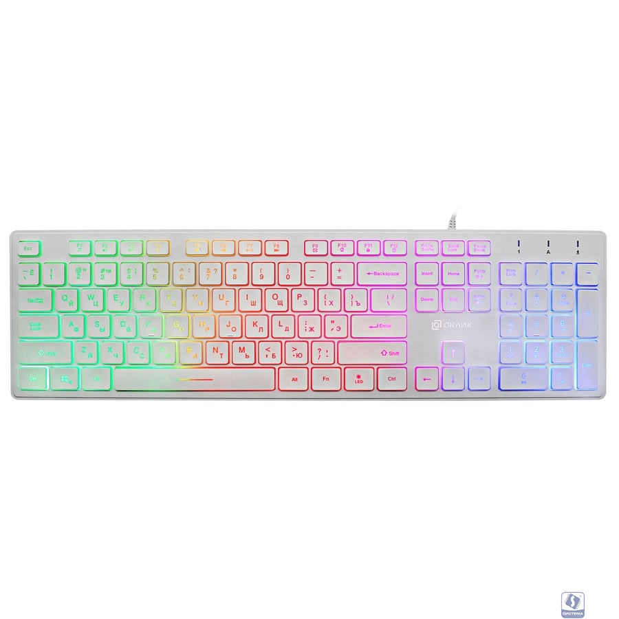 Клавиатура Oklick 550ML белый USB slim Multimedia LED [1061618]