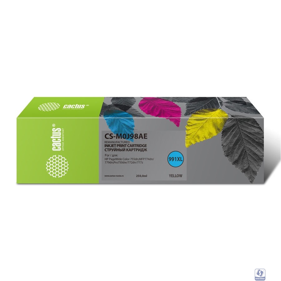 Картридж струйный Cactus 991XL CS-M0J98AE желтый (250мл) для HP PW 755dn/MFP774dn/779dn/Pro750dw/772dn