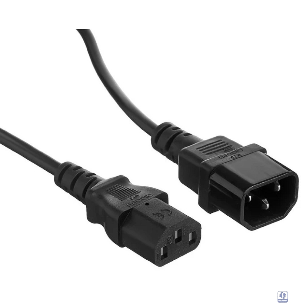 Exegate EX297747RUS Кабель питания Power EC-0,5P (C13->C14, VDE-250V-3*1.0mm2, медь, черный, 16A, 0.5м)